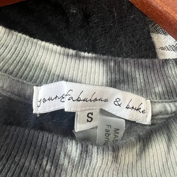 YOUNG FABULOUS & BROKE: S Dark Green and White Tie Die Long Sleeve - Picture 3 of 3